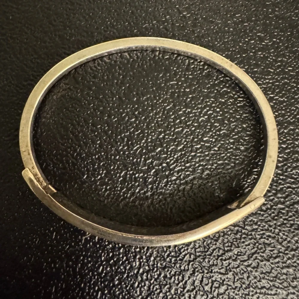 Vintage Silver Abalone Inlay Alpaca Bracelet from Mexico